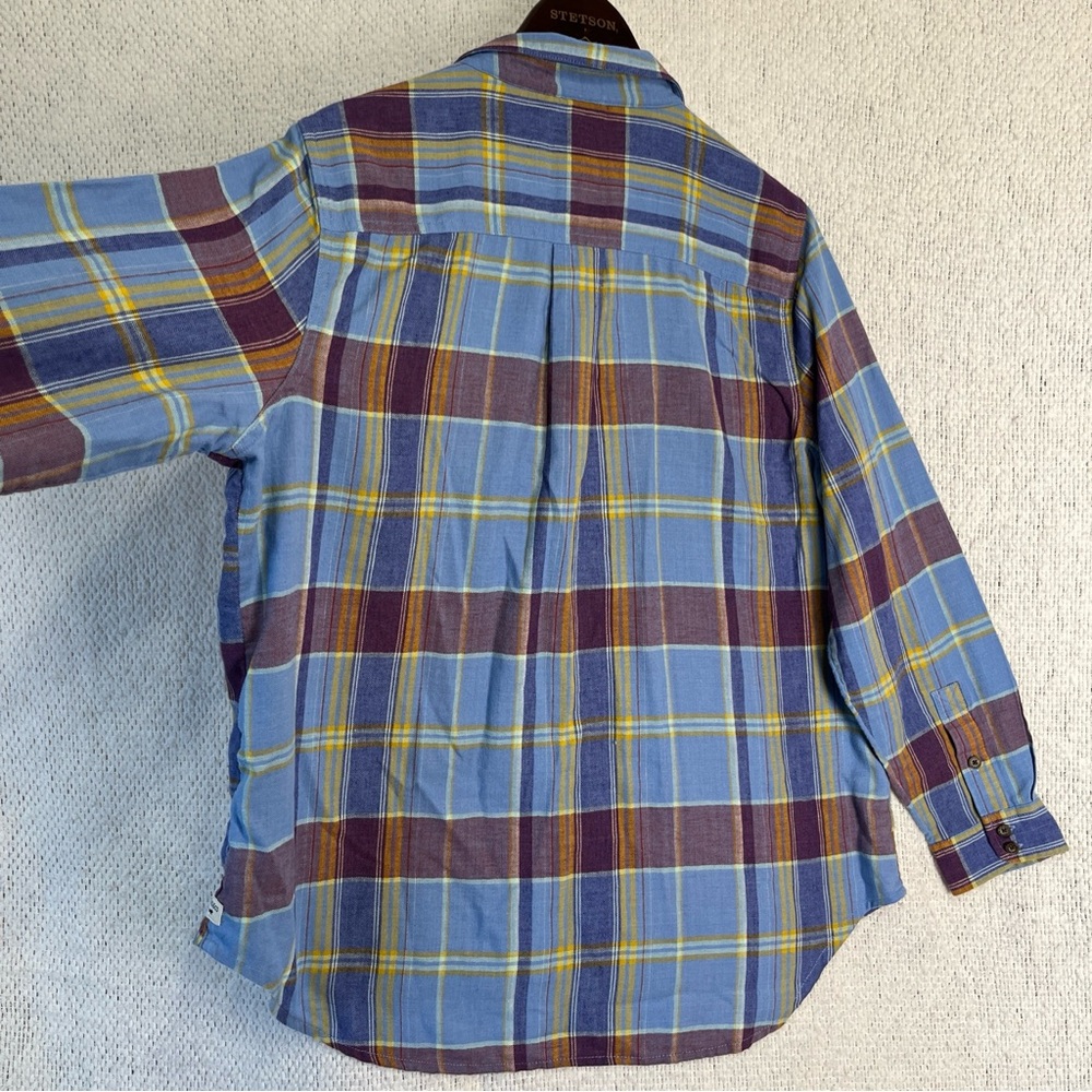 Toad Co Re Form Flannel Shirt Womens XL Blue Brown Plaid Button Down Casual Top - Picture 14 of 16